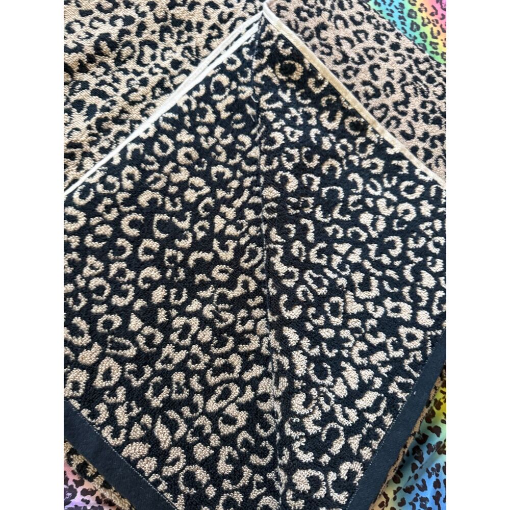 Rachel Zoe Leopard Print Bath Sheet Towel 40x70 Oversized Black Beige NWT